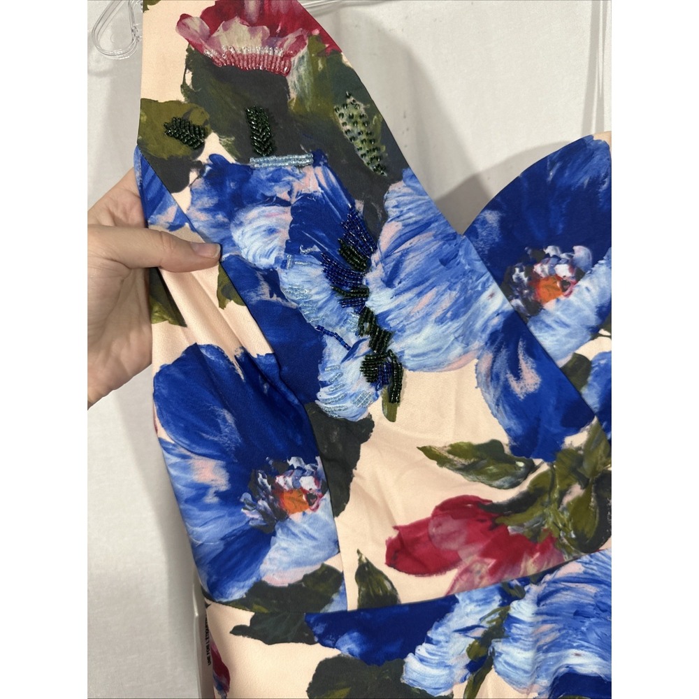 NEW $328 Kay Unger [ 10 ] Laurel One Shoulder Floral Ruffle Side Gown Pink S2043 - Picture 10 of 14